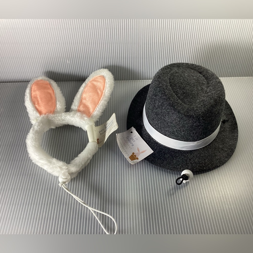 Set of 2 Pet Fedora and Bunny Headband